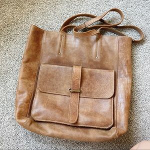Roots Genuine Leather Tote Bag in Tan